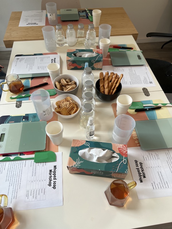 Whipped soap workshop setup